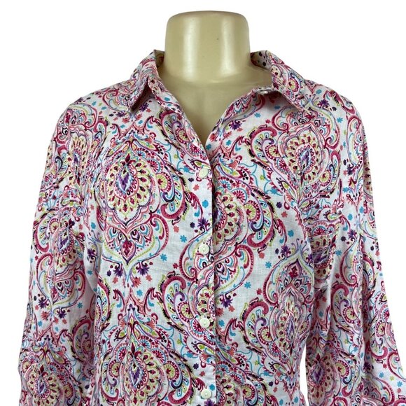 Chico’s Women's Pink Button Down Shirt Sz 3 - Picture 4 of 8